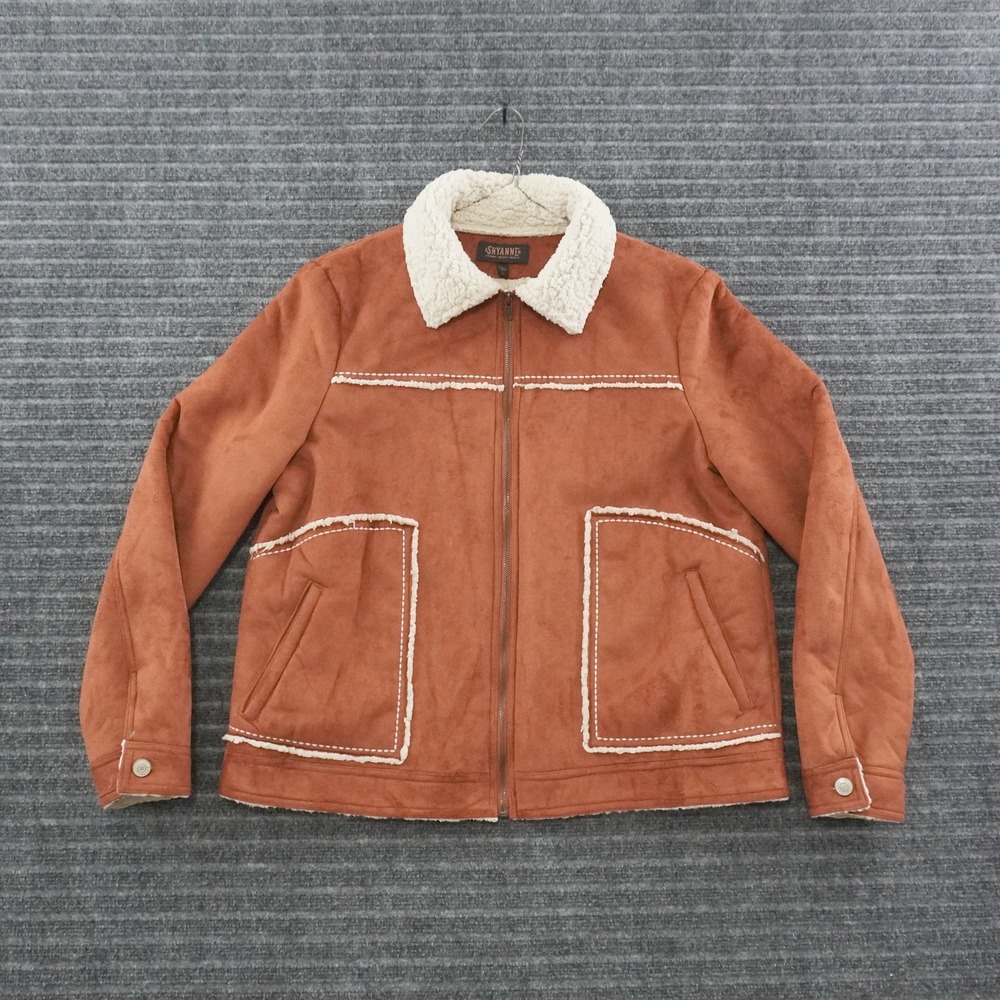 Shyanne Faux Suede Shearling Jacket Women Size L Brown Western Whipstitch